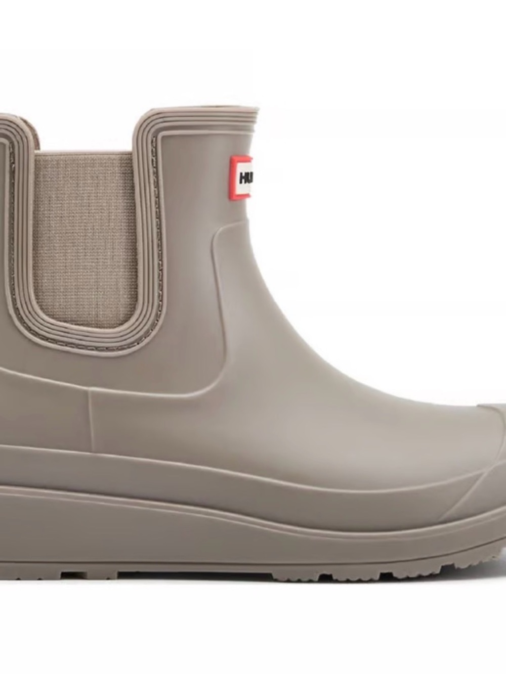 Hunter Taupe Chelsea Rain Booties with Red-Trim Pull Tabs - Picture 2 of 3
